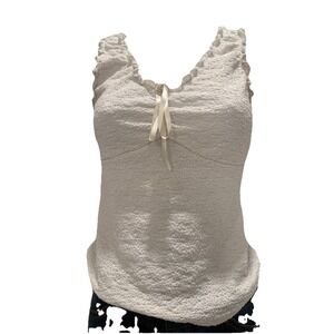 J. Galt Women's White Babydoll Top S Y2K vintage Coquette Stretchy Bow lettuce